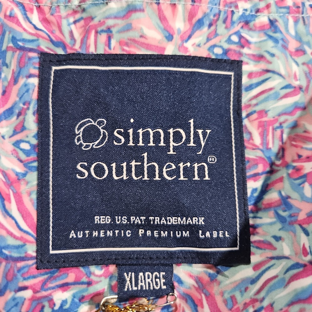 NWT Simply Southern Rain Jacket Women XL Multicolor Floral Lightweight Hooded - Picture 3 of 14